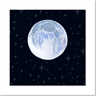 Full Moon Twinkling Stars Posters and Art